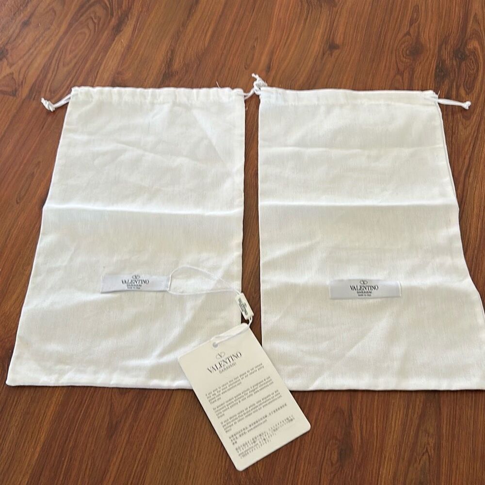 2 Authentic Valentino, linen muslin dust bag shoe bags white cream